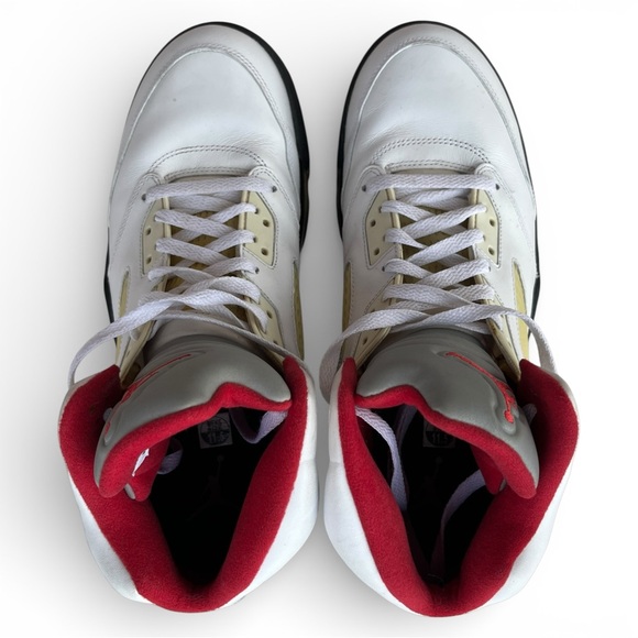 Jordan Other - Men’s 11.5 Air Jordan 5 Fire Red Silver 3M Tongue White/Red Retro Sneakers